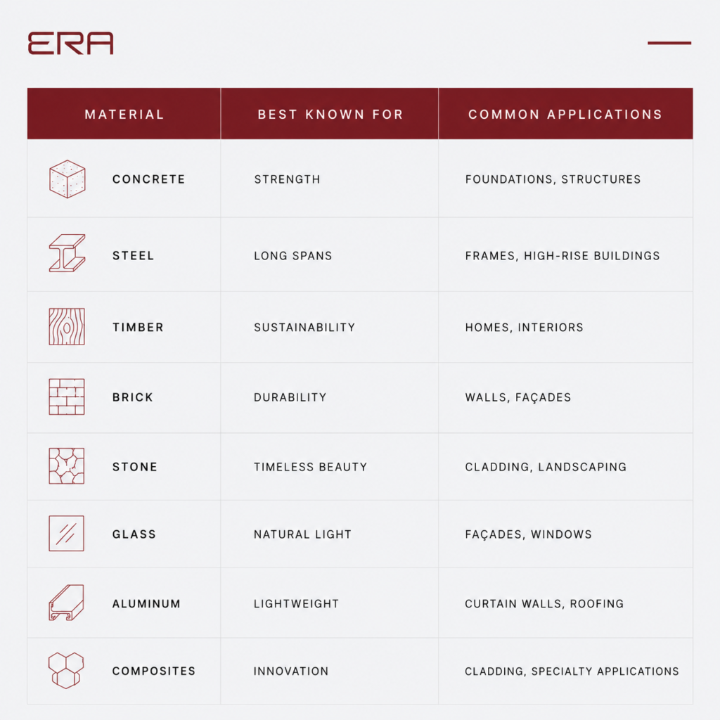 Comparing the Most Common Architecture Materials
